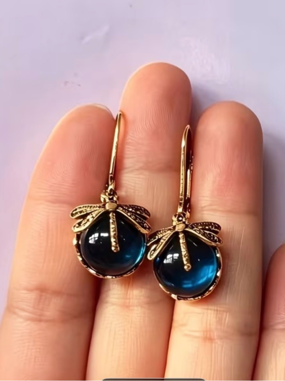 Blue Dragonfly Glass Drop Earrings - Women Jewelry